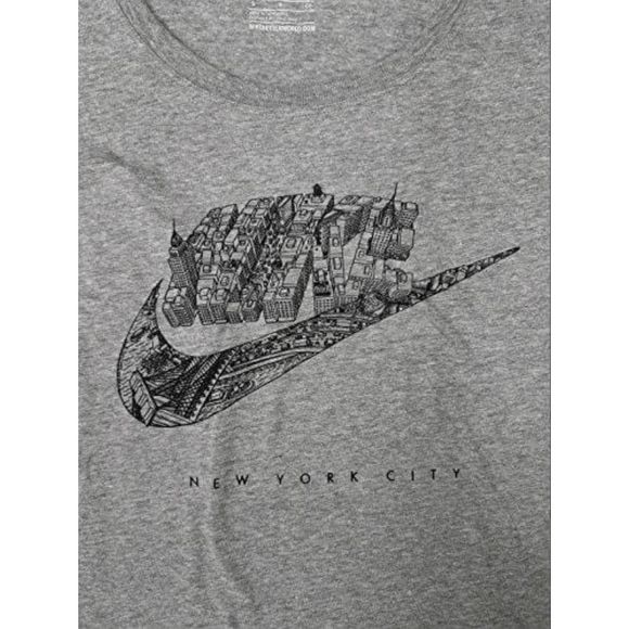 NEW Women's Large NIKE T-Shirt Tee Shirt NYC New York City Gray Running Top 7997 - Picture 4 of 4